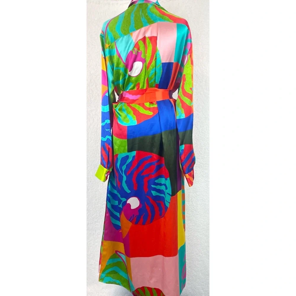 BEATRICE VON TRESCKOW • Colorful Nautical Shell Print Silk Belted Midi Dress, 8 - Picture 7 of 16